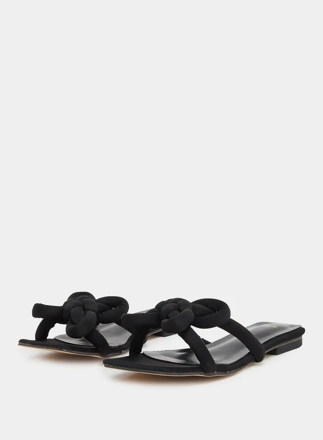 ستايلي Styli Flower Knot Detail Flat Sandals