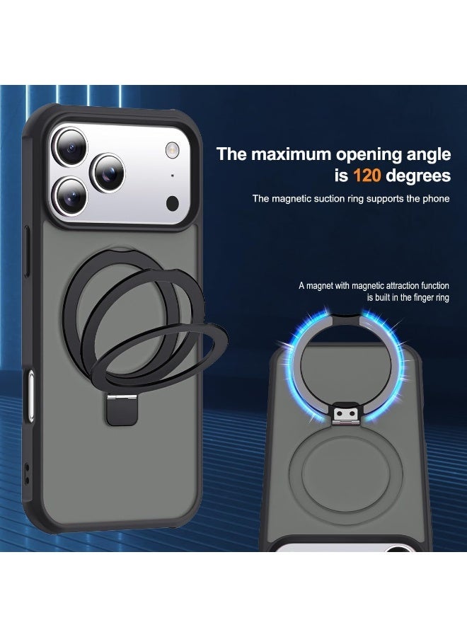 جراب متوافق مع iPhone 17 Pro Max مع حامل مغناطيسي غير مرئي، جراب شفاف بدرجة عسكرية لهاتف iPhone 17 ProMax مقاس 6.9 بوصة [متوافق مع Mag-Safe] [شعور قبضة رائع]، أسود - Image 4