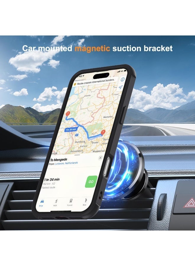 جراب متوافق مع iPhone 17 Pro Max مع حامل مغناطيسي غير مرئي، جراب شفاف بدرجة عسكرية لهاتف iPhone 17 ProMax مقاس 6.9 بوصة [متوافق مع Mag-Safe] [شعور قبضة رائع]، أسود - Image 2