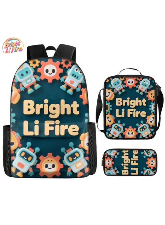 Bright Li Fire Three-piece set of cartoon bags, easily cope with various occasions (students, children, friends' outings, mountain climbing, schooling, etc.) | Backpack + hand-held + stationery bag | School season/holiday gifts - 81 - Image 1