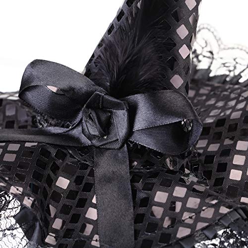 BinaryABC Halloween Witch Hat Headband for Halloween Costume Dress up Party Supplies (Black) - Image 4
