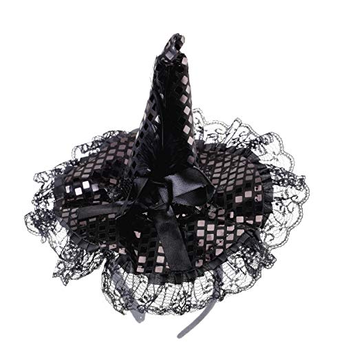 BinaryABC Halloween Witch Hat Headband for Halloween Costume Dress up Party Supplies (Black) - Image 3