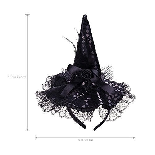 BinaryABC Halloween Witch Hat Headband for Halloween Costume Dress up Party Supplies (Black) - Image 2