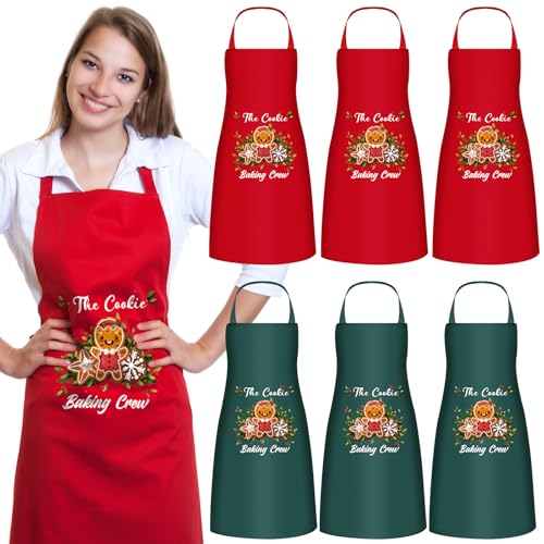 Jecery Kitchen Apron Merry Christmas Apron for Women Cute Washable Xmas Cooking Costume Accessories6 PcsGingerbread - Image 1