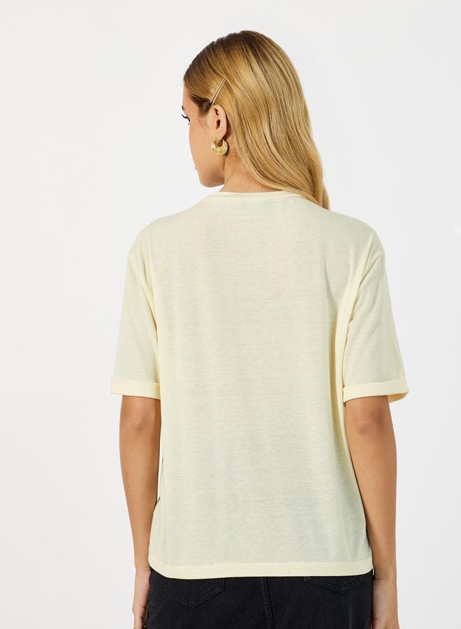 Styli Slogan Print Short Sleeves Boxy Fit T-shirtâ€‹  - Image 4