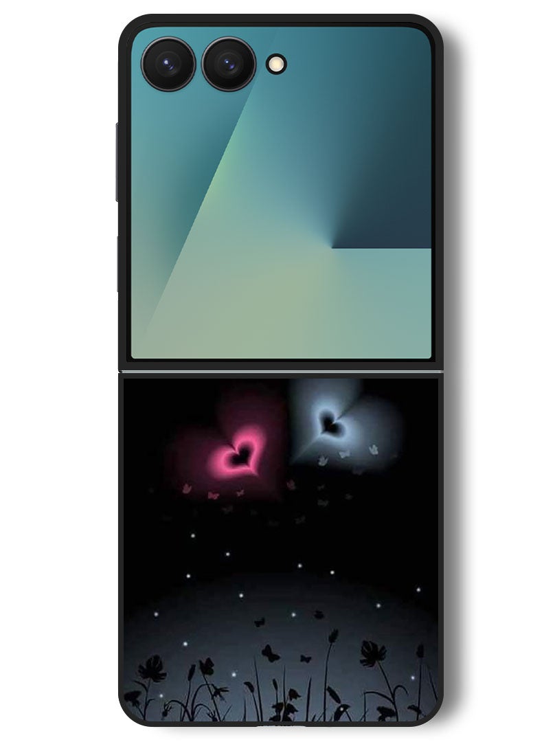 Theodor Case Compatible with Samsung Galaxy Z Flip 7 - 6.9 Inch Protection Shockproof Bumper Cover Two Hearts (2) - Image 1