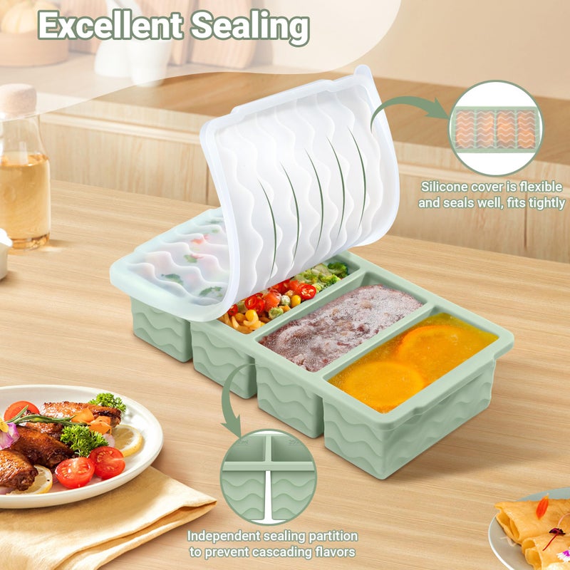 Doasuwish Silicone Freezer Tray for Soup with Lid â€“ 1-Cup Soup Container Cube Style Ice Cube Trays for Freezer, Meal Prep & Food Storage, Freeze 250mL/125mL Portions â€“ 2 Pack - Image 5