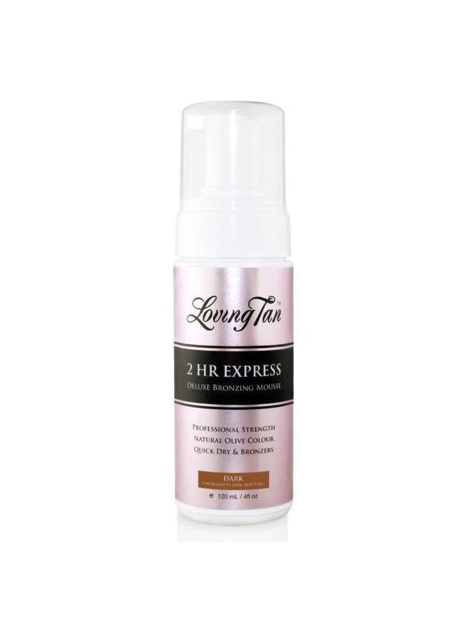 Loving Tan موس Loving Tan 2 HR Express، خالٍ من الخطوط الداكنة، ذو مظهر طبيعي، قوة احترافية لتسمير البشرة بدون التعرض للشمس - ما يصل إلى 5 تطبيقات تسمير ذاتي لكل زجاجة، خالٍ من القسوة، مشتق طبيعيًا من حمض الدوكوساهيكسانويك - 4 أونصة سائلة - Image 1