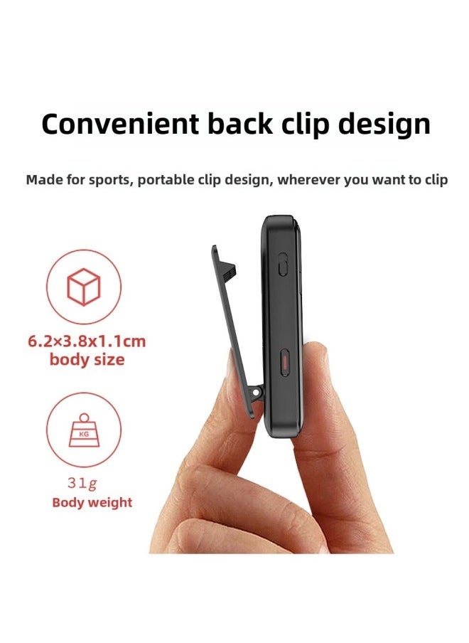 1.5-inch Student Back Clip-on Sports Mp3 Tape Playing Wireless Lossless Bluetooth Music Player-Body Color:Black-Memory Capacity:Built-in 8gb  - Image 3
