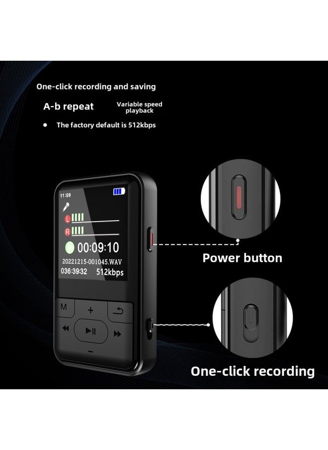 1.5-inch Student Back Clip-on Sports Mp3 Tape Playing Wireless Lossless Bluetooth Music Player-Body Color:Black-Memory Capacity:Built-in 8gb  - Image 5