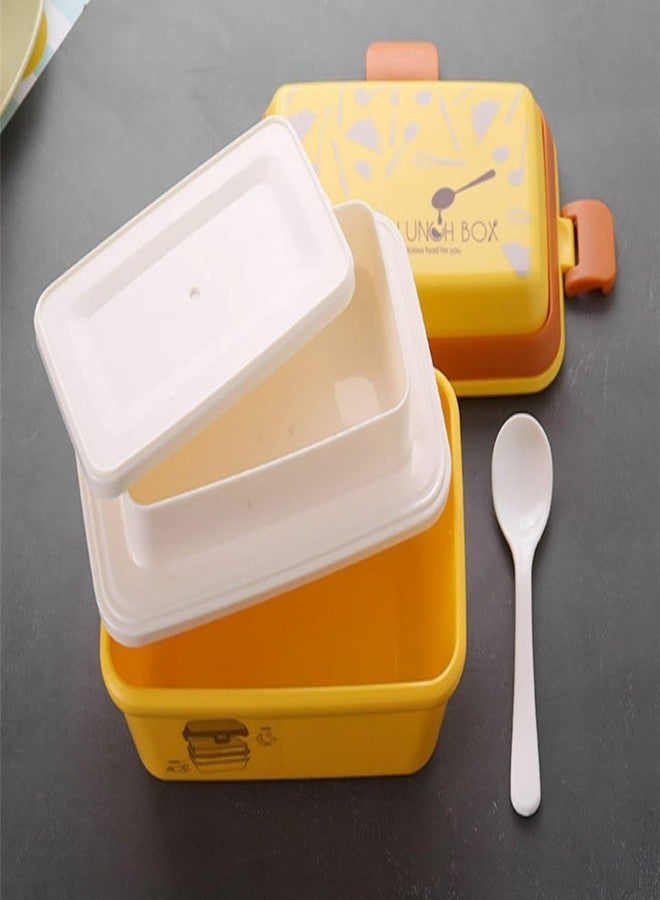 Bluebell Yellow Lunch Box for Kids with Spoon and Fork, Stainless Steel, Bento Lunch Box for Office, School, Men, Women, with Liquid Bowl and Spoon Storage Space. - Image 4