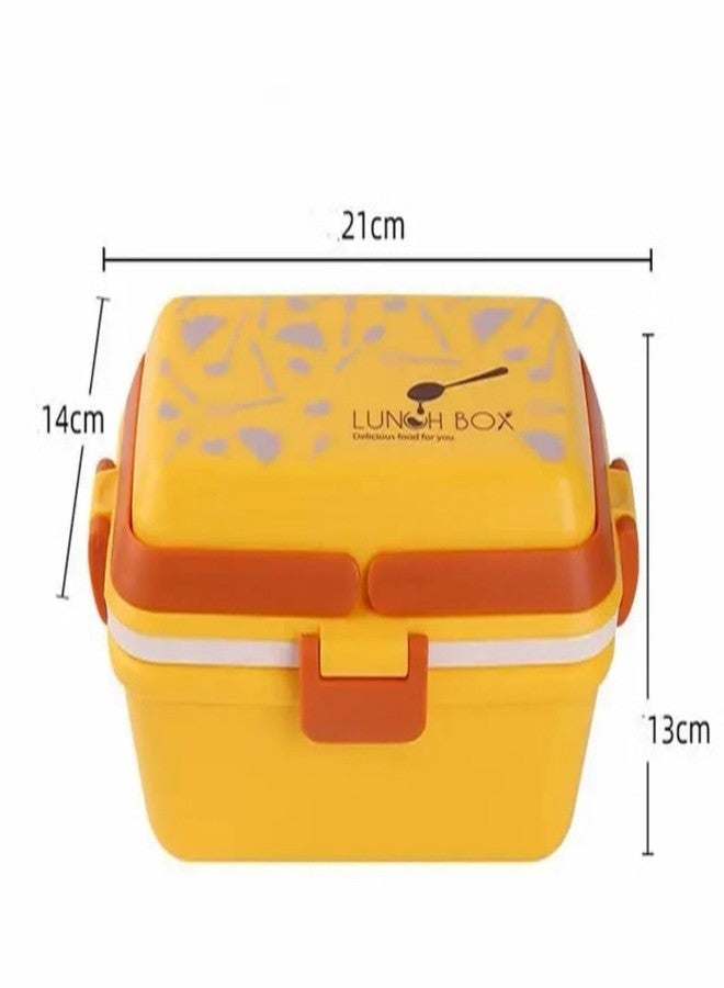 Bluebell Yellow Lunch Box for Kids with Spoon and Fork, Stainless Steel, Bento Lunch Box for Office, School, Men, Women, with Liquid Bowl and Spoon Storage Space. - Image 5