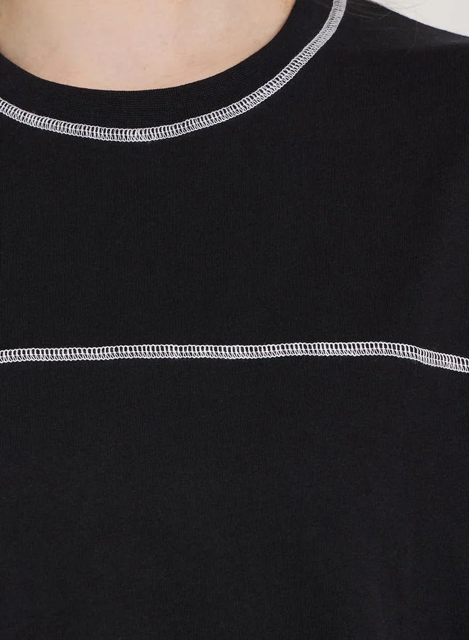 Styli Overlock Seam Round Neck Boxy T-Shirt
