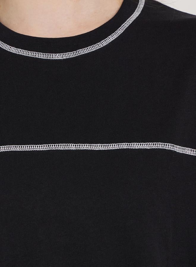 Styli Overlock Seam Round Neck Boxy T-Shirt  - Image 4