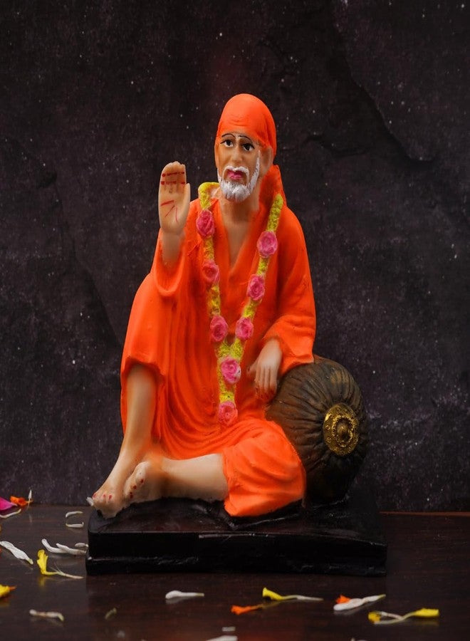 Servdharm Handcrafted Sai Baba Idol Decorative Statues God Idols For Pooja, Gifting & Home Decor, 6 Inches 720 G,Orange - Image 3