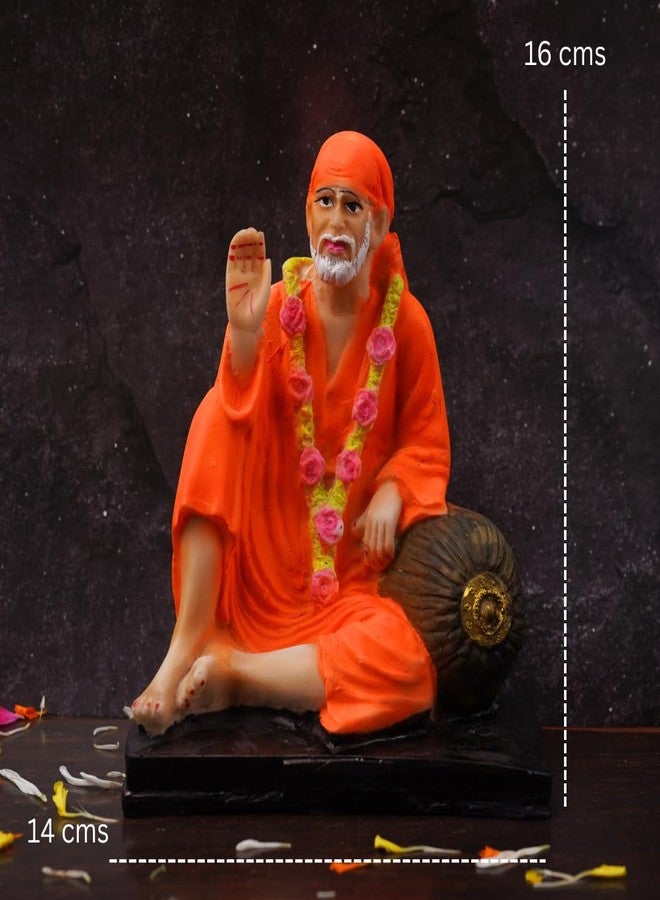 Servdharm Handcrafted Sai Baba Idol Decorative Statues God Idols For Pooja, Gifting & Home Decor, 6 Inches 720 G,Orange - Image 5