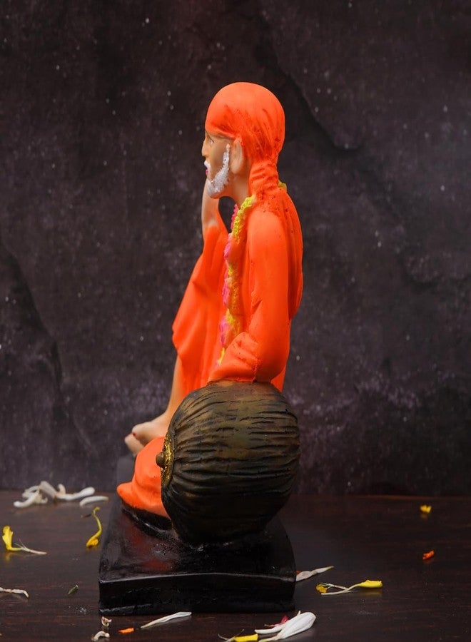 Servdharm Handcrafted Sai Baba Idol Decorative Statues God Idols For Pooja, Gifting & Home Decor, 6 Inches 720 G,Orange - Image 4