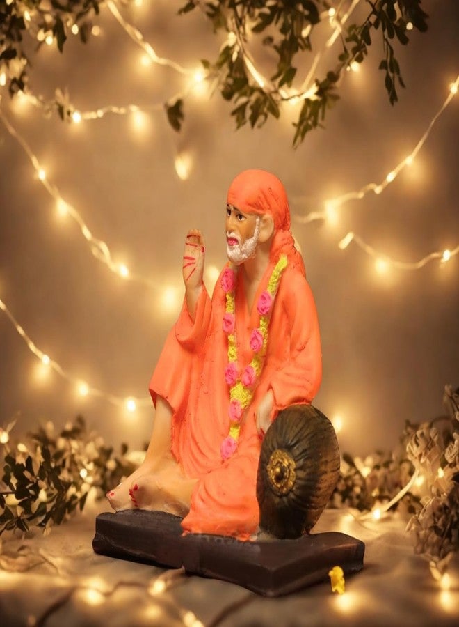 Servdharm Handcrafted Sai Baba Idol Decorative Statues God Idols For Pooja, Gifting & Home Decor, 6 Inches 720 G,Orange - Image 2