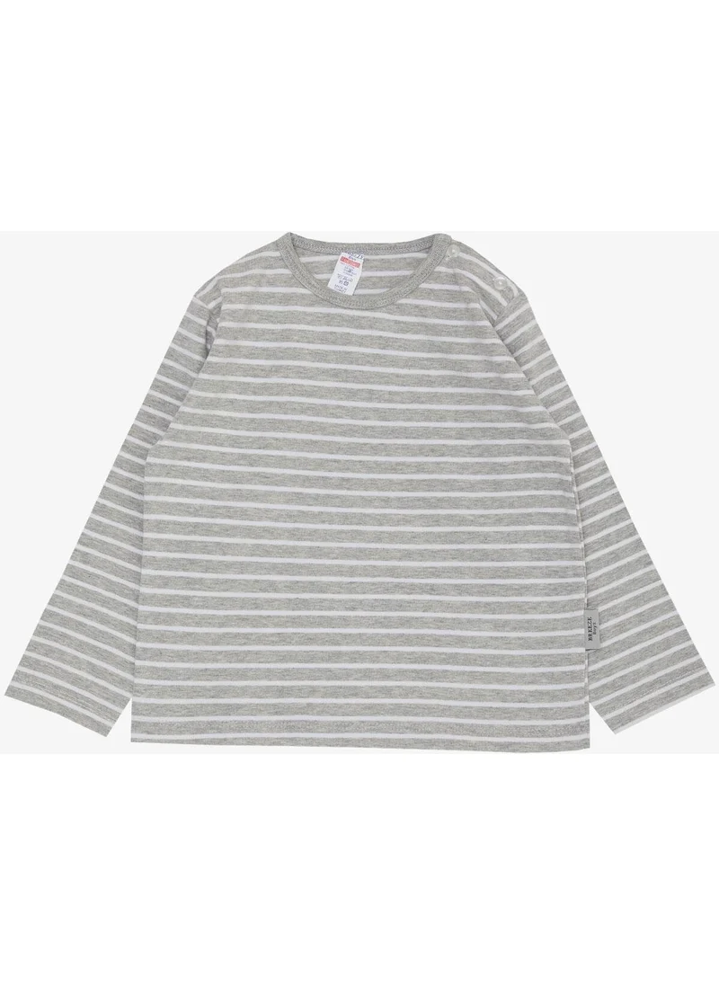 Breeze Baby Boy Long Sleeve T-Shirt Plaid Striped 9 Months - 3 Years Gray Melange