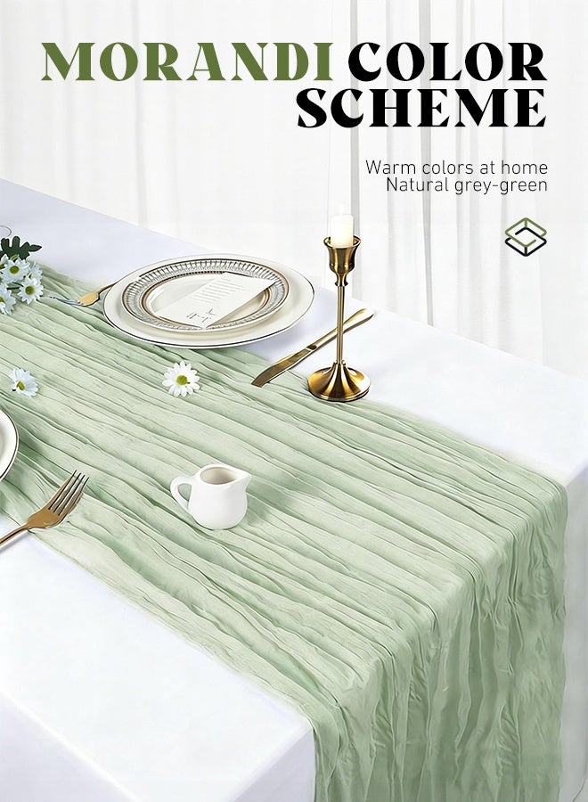 Furlale Boho Cheesecloth Table Runner 90x400cm, Crumpled Gauze Table Decor for Wedding, Bridal Shower, Baby Shower, Birthday & Rustic Party - Image 4