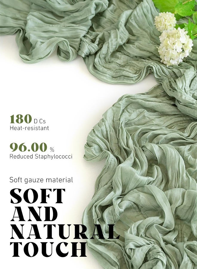 Furlale Boho Cheesecloth Table Runner 90x400cm, Crumpled Gauze Table Decor for Wedding, Bridal Shower, Baby Shower, Birthday & Rustic Party - Image 5