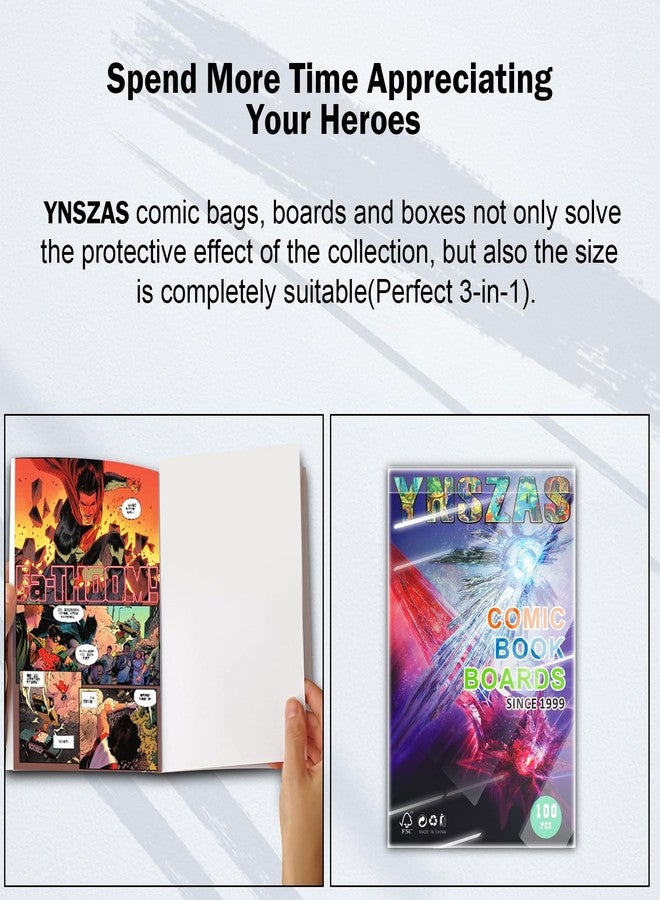 YNSZAS Comic Book Boards, International-Top Certified Acid-Free Materials, 7 x 10.5 Inches, 20% Thicker Better Comic Bags Collection Storage Display, 100-Count. - Image 5