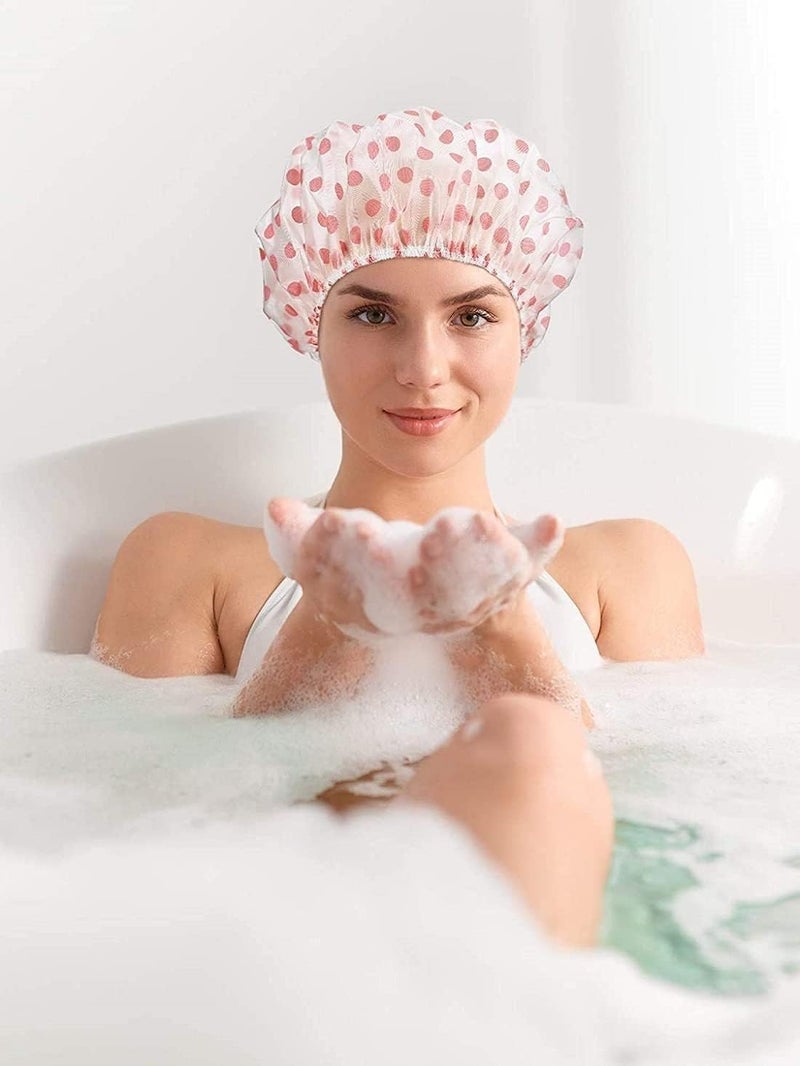 MAHNTMART Shower Cap for Women & Men - Reusable, Hair Mask Head Cover Bathing Caps - Waterproof, Elastic Free-Size - for Spa, Salon & Bathroom - Lightweight & Comfortable (6 Pieces) - Image 3