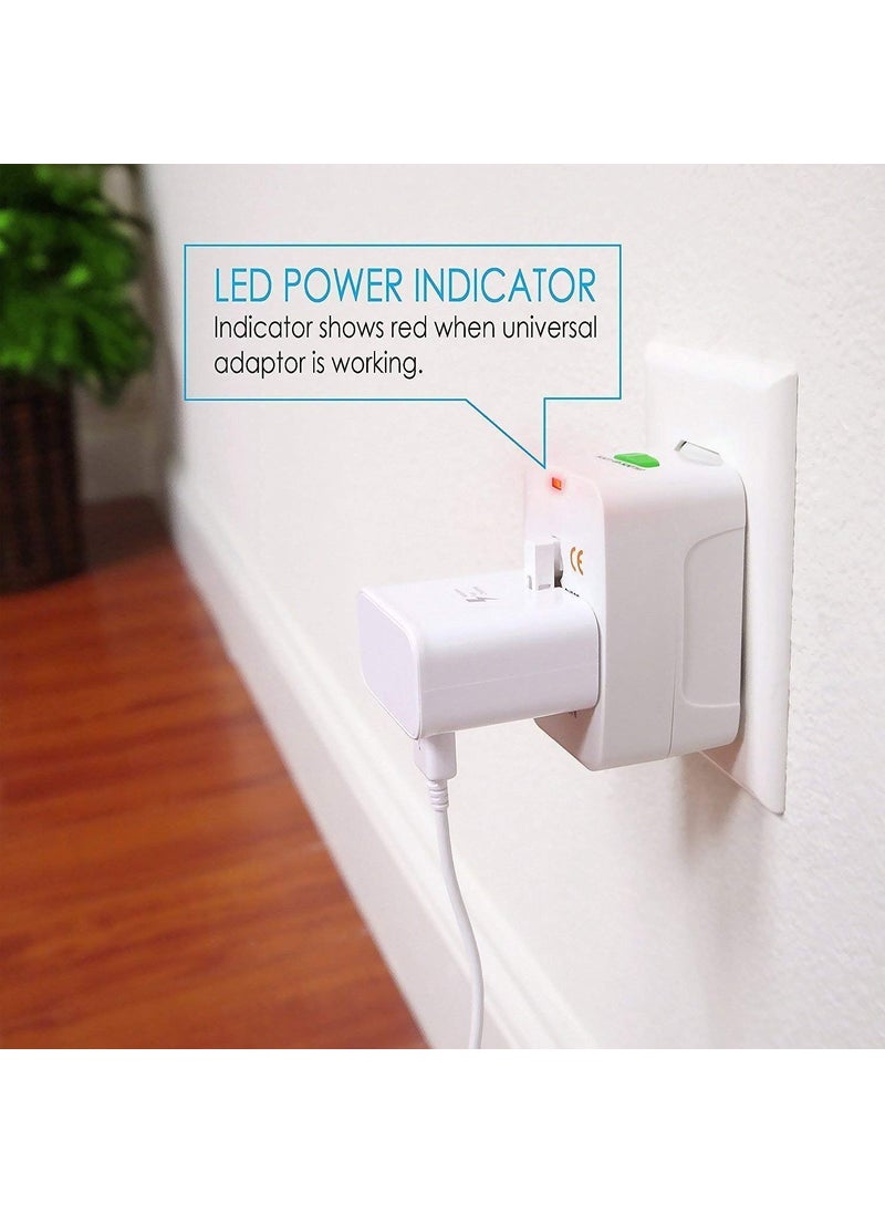 HI PLASST PINS N PLUGS HiPLASST 2pcs Universal Travel Adapter Plug EuropeUKUSChinaIndia All in One Universal International World Wide Surge Protector with Led White  - Image 5