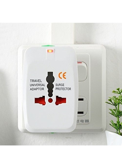 HI PLASST PINS N PLUGS HiPLASST 2pcs Universal Travel Adapter Plug EuropeUKUSChinaIndia All in One Universal International World Wide Surge Protector with Led White  - Image 3