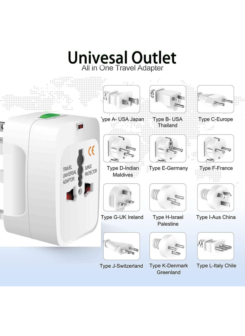 HI PLASST PINS N PLUGS HiPLASST 2pcs Universal Travel Adapter Plug EuropeUKUSChinaIndia All in One Universal International World Wide Surge Protector with Led White  - Image 2