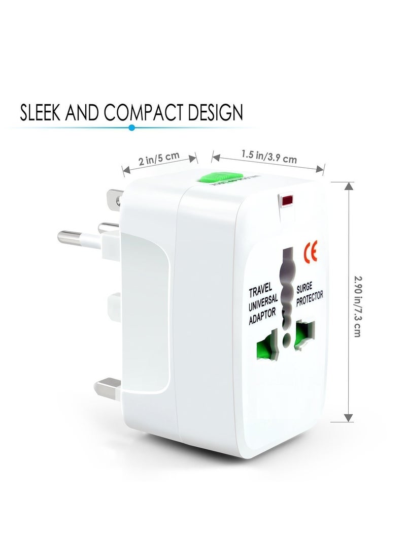 HI PLASST PINS N PLUGS HiPLASST 2pcs Universal Travel Adapter Plug EuropeUKUSChinaIndia All in One Universal International World Wide Surge Protector with Led White  - Image 4