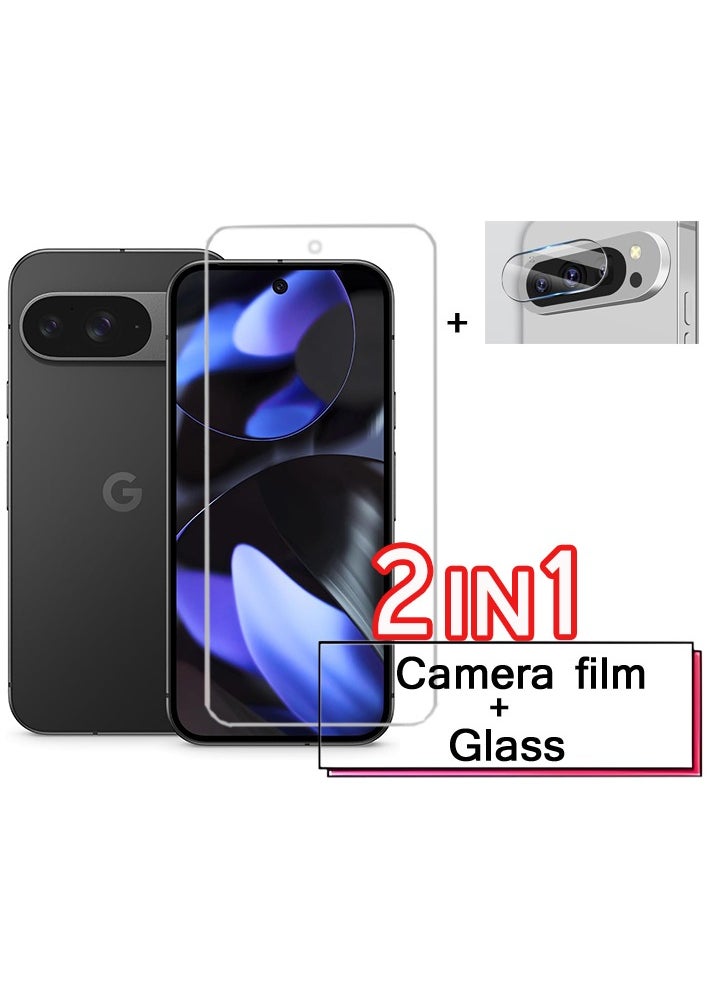 2 In 1Tempered Glass and Camera Lens Protector for Google Pixel 9, HD Clear 9H Hardness [Case Friendly] Film Bubble Free  - Image 1
