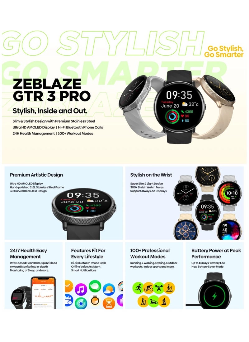 Zeblaze Zeblaze GTR 3 Pro AMOLED Display Make/Answer Phone Calls Smart Watch 316L Stainless Steel Fitness Smartwatch For Men Women  - Image 2