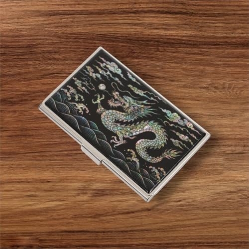 February Mountain Mother of Pearl Business Card Case Korea Traditional Gifts Slim Metal Holder for Business Credit Cards PocketSized Purse Wallet Dragon - Image 3