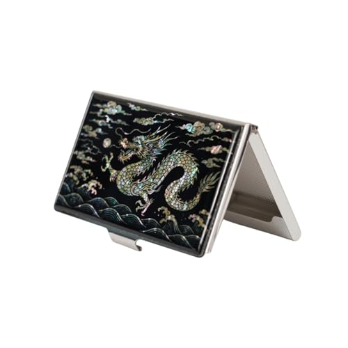 February Mountain Mother of Pearl Business Card Case Korea Traditional Gifts Slim Metal Holder for Business Credit Cards PocketSized Purse Wallet Dragon - Image 1