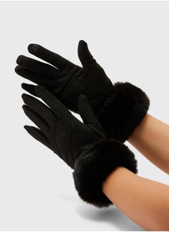 ELLA Faux Suede Fur Winter Gloves  - Image 1