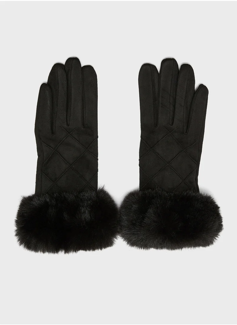 ELLA Faux Suede Fur Winter Gloves