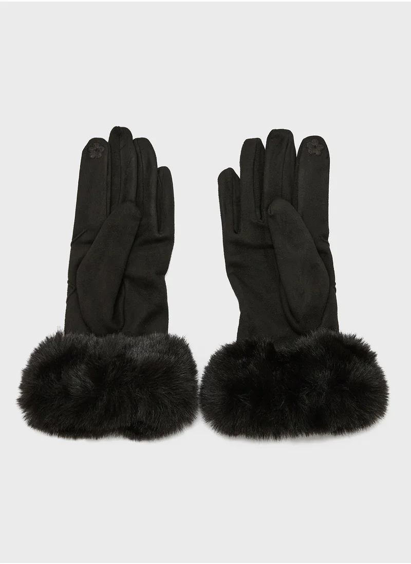 ELLA Faux Suede Fur Winter Gloves