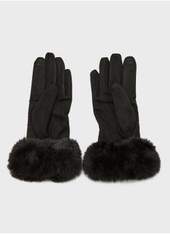 ELLA Faux Suede Fur Winter Gloves  - Image 3