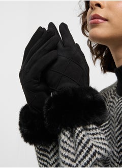 ELLA Faux Suede Fur Winter Gloves  - Image 5