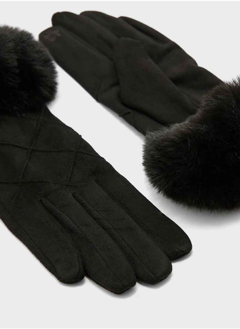 ELLA Faux Suede Fur Winter Gloves