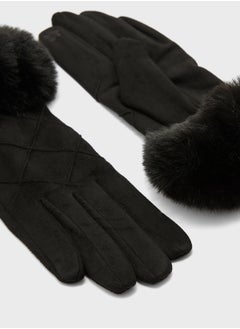 ELLA Faux Suede Fur Winter Gloves  - Image 4