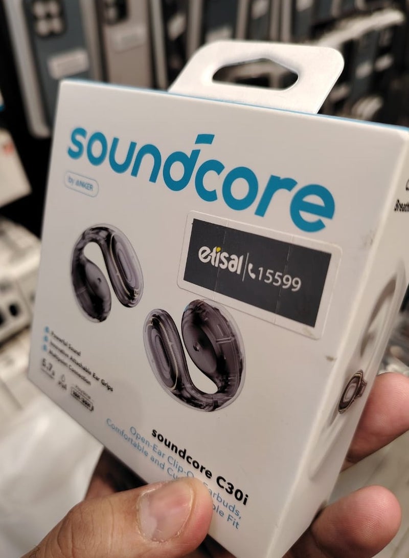 سماعة رأس لاسلكية احدث اصدار ساوندكور c30i مقاومة للماء IPX4 وقت التشغيل:10س بشحنة واحدة، 30س مع علبة الشحن شحن سريع:10م=3س اللون أسود بلوتوث 5.3 اتصال متعدد النقاط - Image 1