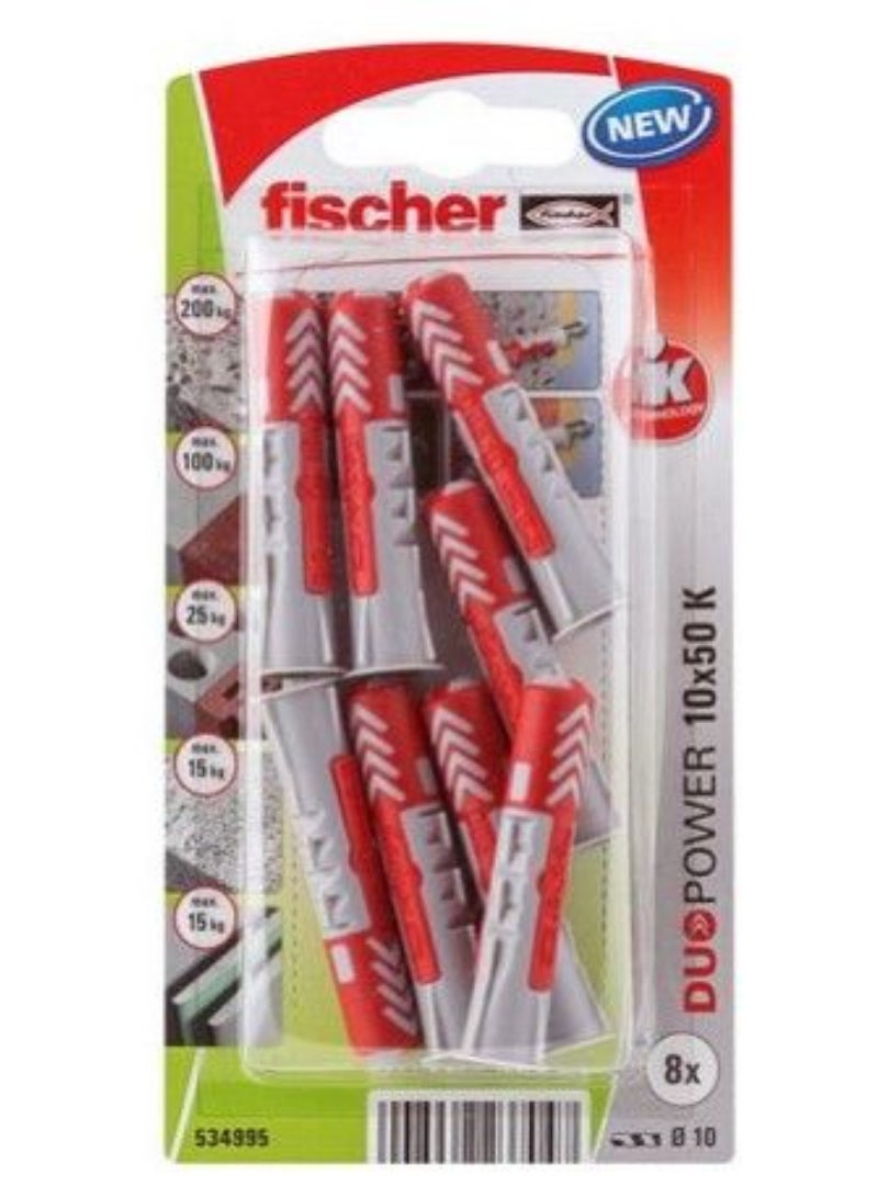 Fischer Universal Plug 10 x 50mm 8Pcs DUOPOWER 10X50 K NV 534995