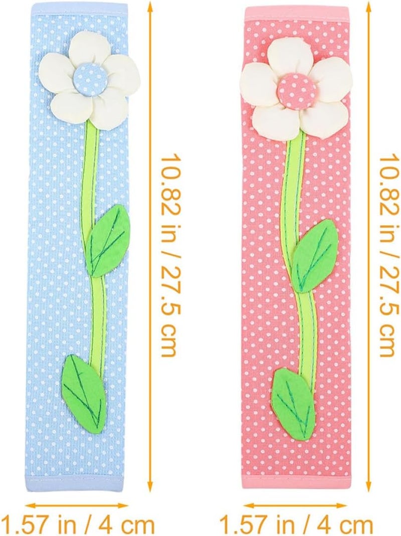 VERDANVERSE 2pcs Refrigerator Handle Covers with Flower Pattern Kitchen Fridge Door Handle Protectors in Blue and Pink for Smudge and Stain Prevention - Image 2