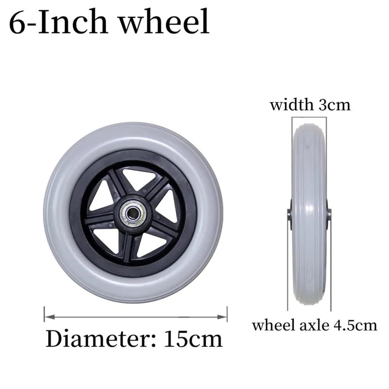 2-Piece Universal Front Wheelchair Caster Set, 6/7/8 Inch PU Solid Tire with Bearing Accessories(8 inch) - Image 2