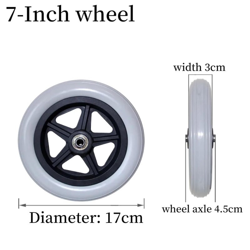 2-Piece Universal Front Wheelchair Caster Set, 6/7/8 Inch PU Solid Tire with Bearing Accessories(8 inch) - Image 3
