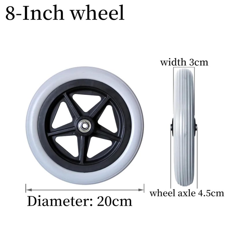 2-Piece Universal Front Wheelchair Caster Set, 6/7/8 Inch PU Solid Tire with Bearing Accessories(8 inch) - Image 4
