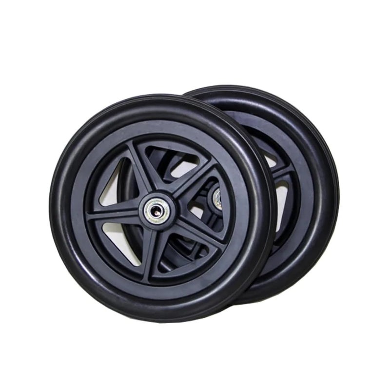 2-Piece Universal Front Wheelchair Caster Set, 6/7/8 Inch PU Solid Tire with Bearing Accessories(8 inch) - Image 5