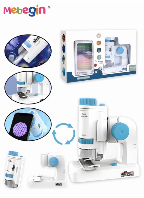 200X Microscope Kit with 12 Pcs Microscope Slides, Beginner Metal Microscope Set, Portable Biological Microscope, Educational and Scientific Toys, Complete Science Kit, 13.5*5.5*13cm